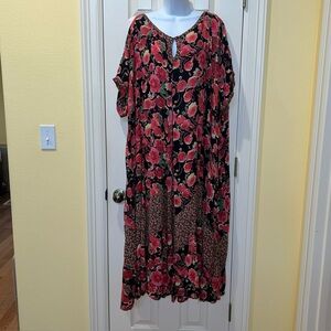 Anna Maxwell Womens Multicolor Floral Maxi Dress Sz 5X Boho Prairie Cottage